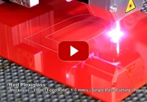 Tests of PLH3D-15W - Laser Cutting Red Plexiglass