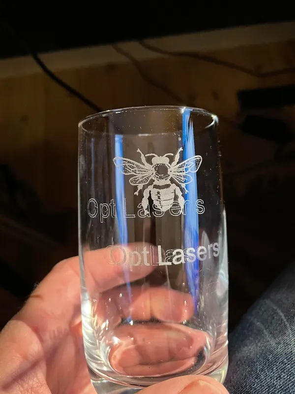 Laser Engraving Drinking Glass Using Acrylic Spray Paint - Results After Cleansing
