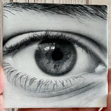 Eye Laser Engraved on Ceramic Tile