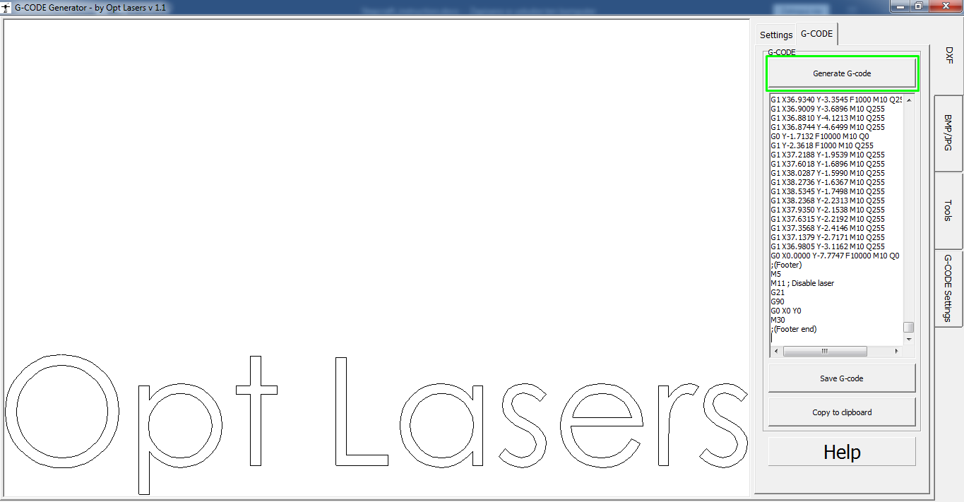Generating G-Code for Laser